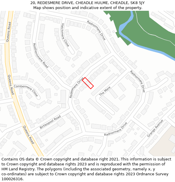 20, REDESMERE DRIVE, CHEADLE HULME, CHEADLE, SK8 5JY: Location map and indicative extent of plot