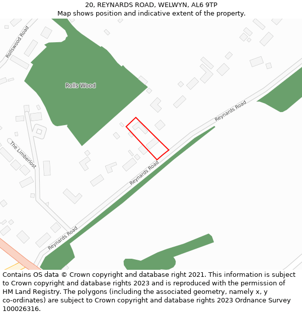 20, REYNARDS ROAD, WELWYN, AL6 9TP: Location map and indicative extent of plot