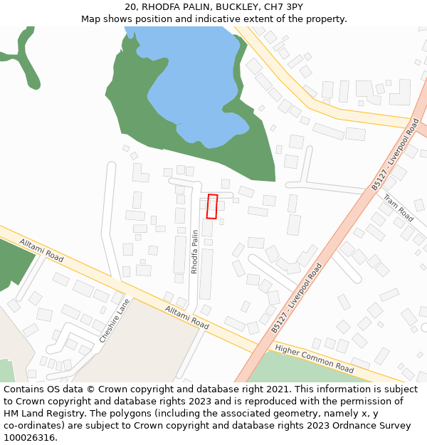 20, RHODFA PALIN, BUCKLEY, CH7 3PY: Location map and indicative extent of plot