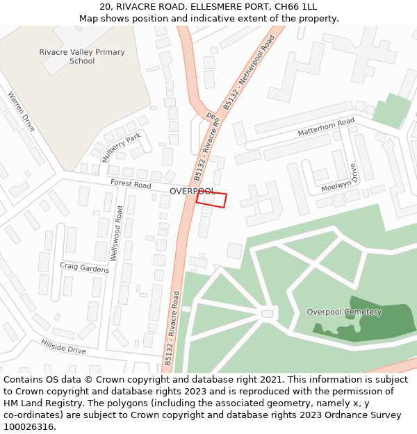 20, RIVACRE ROAD, ELLESMERE PORT, CH66 1LL: Location map and indicative extent of plot