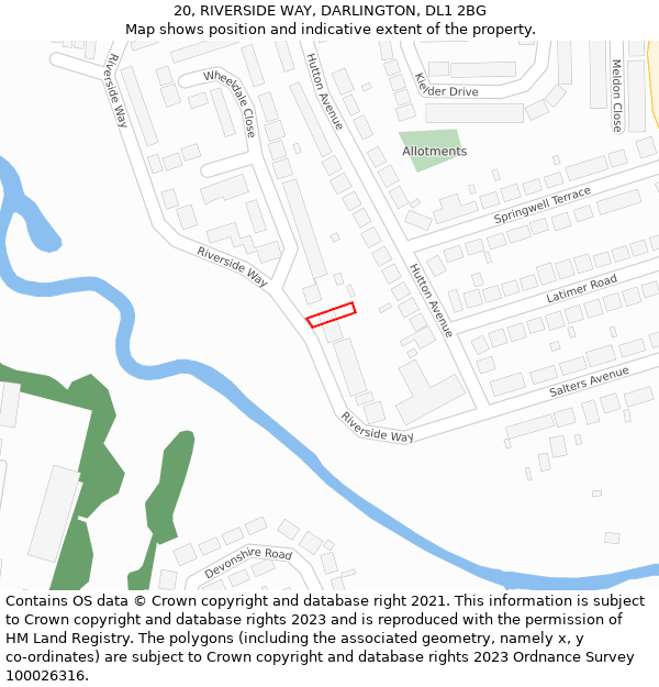 20, RIVERSIDE WAY, DARLINGTON, DL1 2BG: Location map and indicative extent of plot