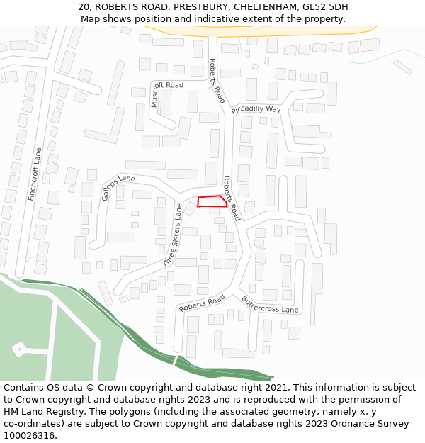 20, ROBERTS ROAD, PRESTBURY, CHELTENHAM, GL52 5DH: Location map and indicative extent of plot