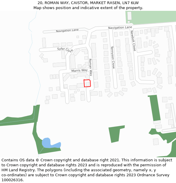 20, ROMAN WAY, CAISTOR, MARKET RASEN, LN7 6LW: Location map and indicative extent of plot