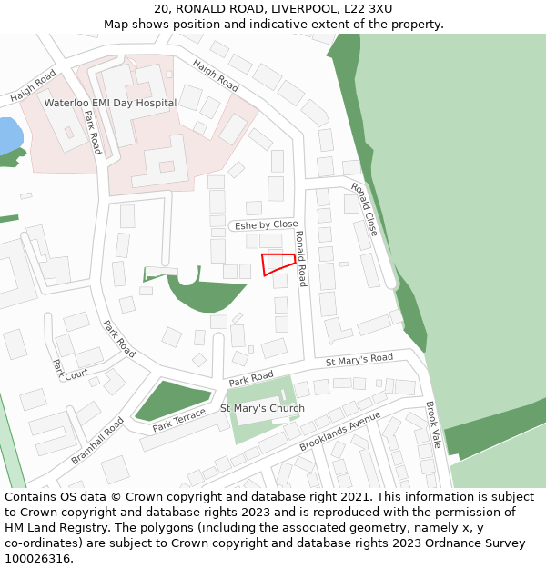 20, RONALD ROAD, LIVERPOOL, L22 3XU: Location map and indicative extent of plot