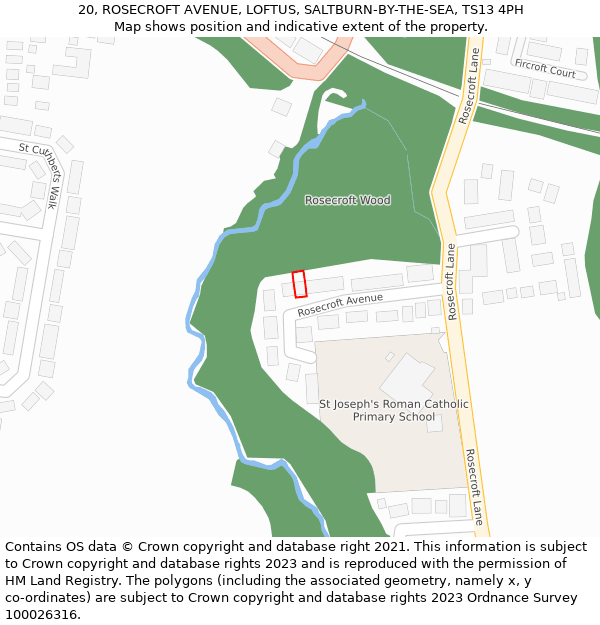 20, ROSECROFT AVENUE, LOFTUS, SALTBURN-BY-THE-SEA, TS13 4PH: Location map and indicative extent of plot