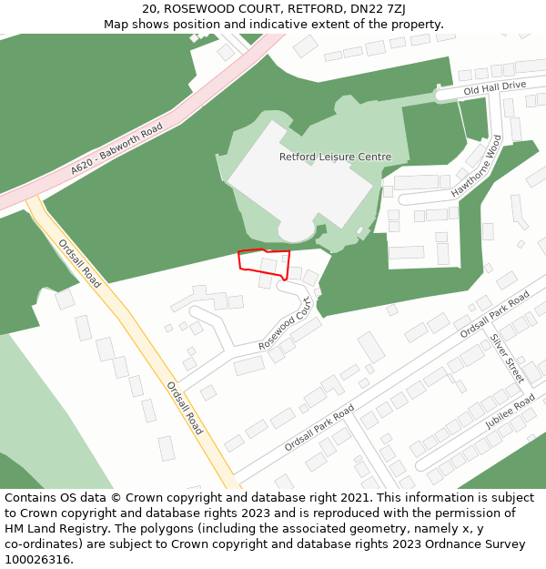 20, ROSEWOOD COURT, RETFORD, DN22 7ZJ: Location map and indicative extent of plot