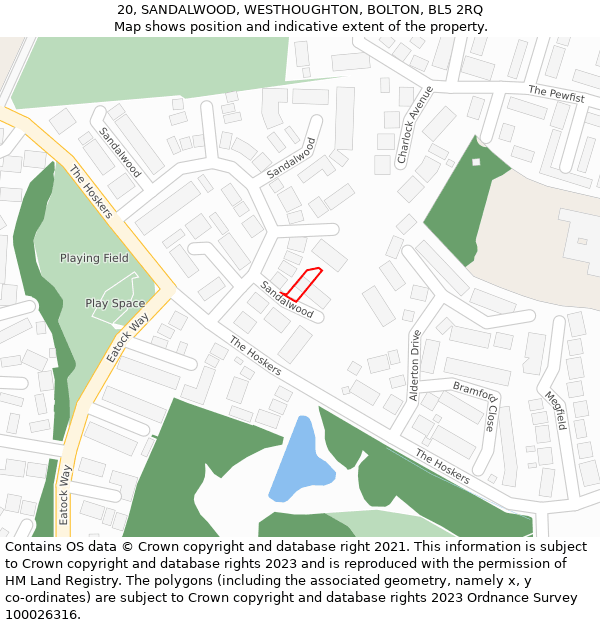 20, SANDALWOOD, WESTHOUGHTON, BOLTON, BL5 2RQ: Location map and indicative extent of plot