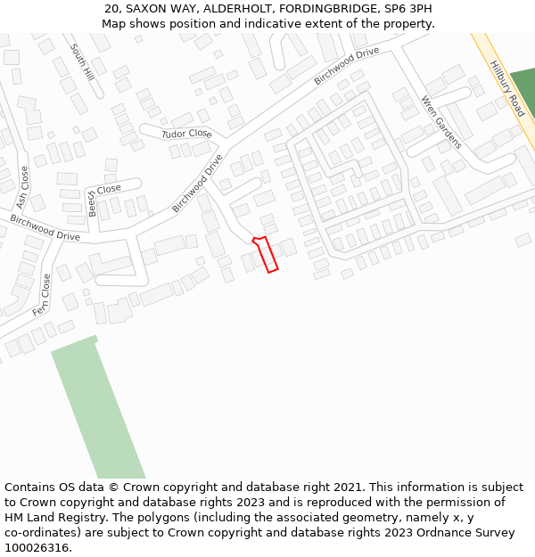 20, SAXON WAY, ALDERHOLT, FORDINGBRIDGE, SP6 3PH: Location map and indicative extent of plot