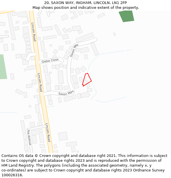 20, SAXON WAY, INGHAM, LINCOLN, LN1 2FP: Location map and indicative extent of plot