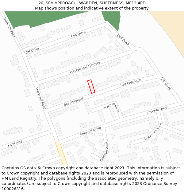 20, SEA APPROACH, WARDEN, SHEERNESS, ME12 4PD: Location map and indicative extent of plot