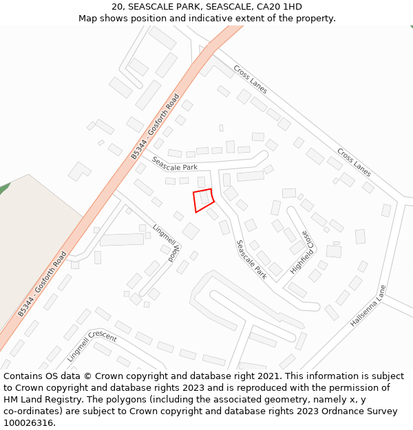 20, SEASCALE PARK, SEASCALE, CA20 1HD: Location map and indicative extent of plot