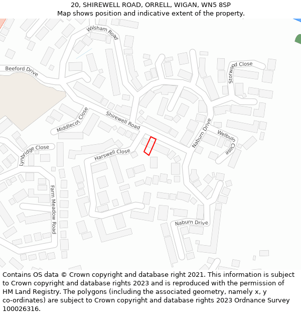 20, SHIREWELL ROAD, ORRELL, WIGAN, WN5 8SP: Location map and indicative extent of plot