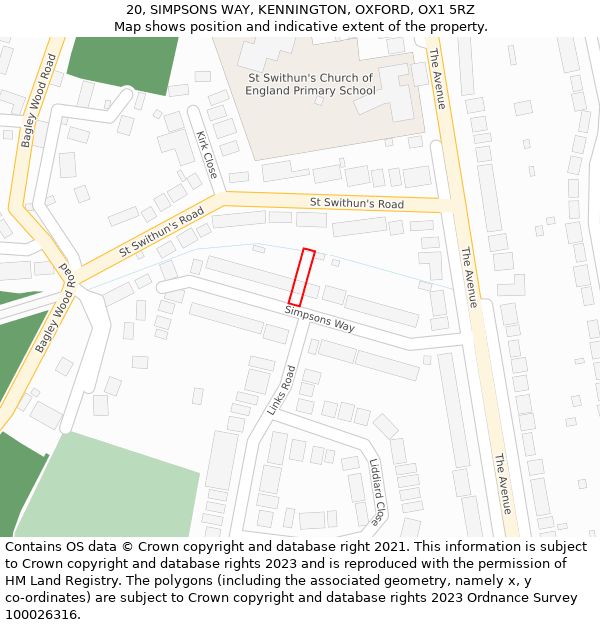 20, SIMPSONS WAY, KENNINGTON, OXFORD, OX1 5RZ: Location map and indicative extent of plot