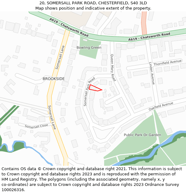 20, SOMERSALL PARK ROAD, CHESTERFIELD, S40 3LD: Location map and indicative extent of plot