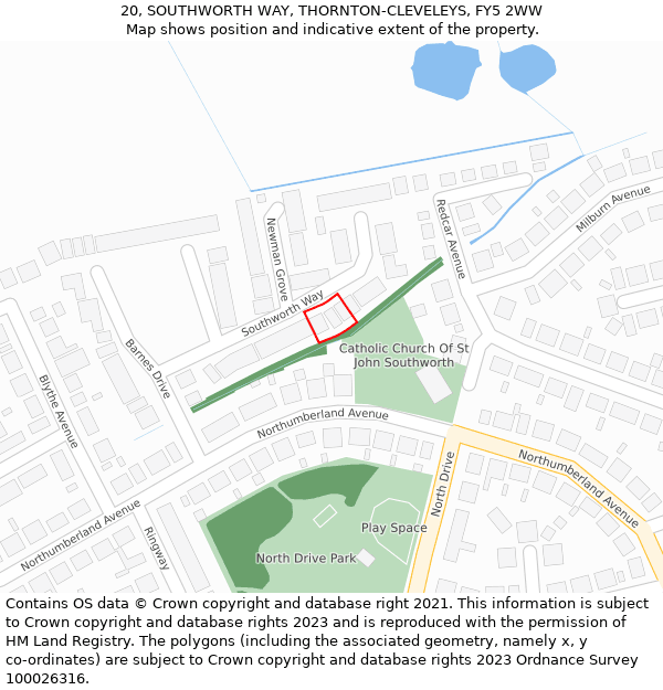 20, SOUTHWORTH WAY, THORNTON-CLEVELEYS, FY5 2WW: Location map and indicative extent of plot