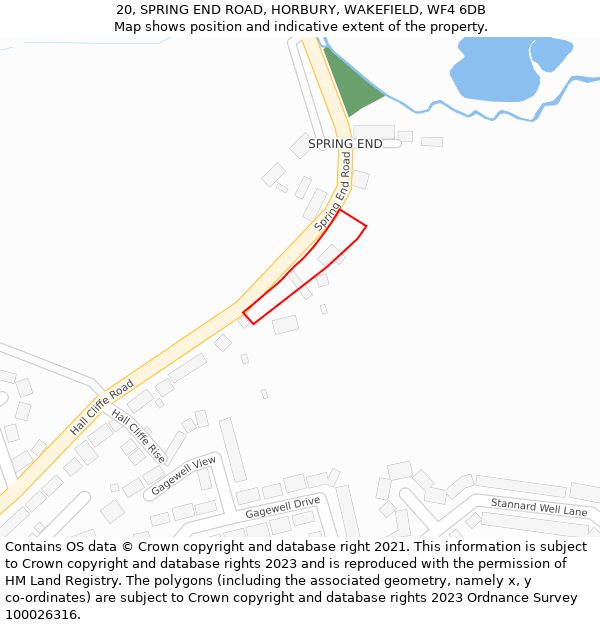 20, SPRING END ROAD, HORBURY, WAKEFIELD, WF4 6DB: Location map and indicative extent of plot