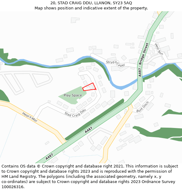 20, STAD CRAIG DDU, LLANON, SY23 5AQ: Location map and indicative extent of plot