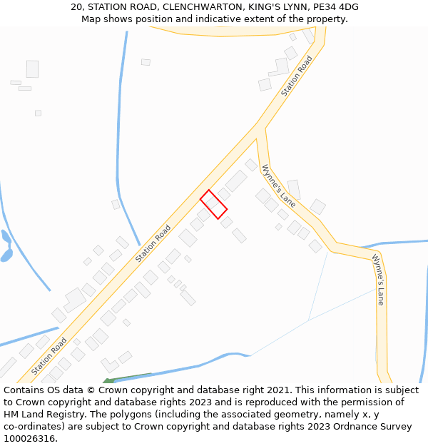 20, STATION ROAD, CLENCHWARTON, KING'S LYNN, PE34 4DG: Location map and indicative extent of plot