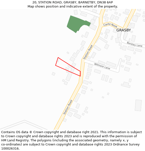 20, STATION ROAD, GRASBY, BARNETBY, DN38 6AP: Location map and indicative extent of plot