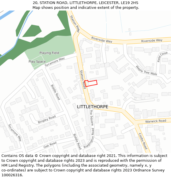 20, STATION ROAD, LITTLETHORPE, LEICESTER, LE19 2HS: Location map and indicative extent of plot