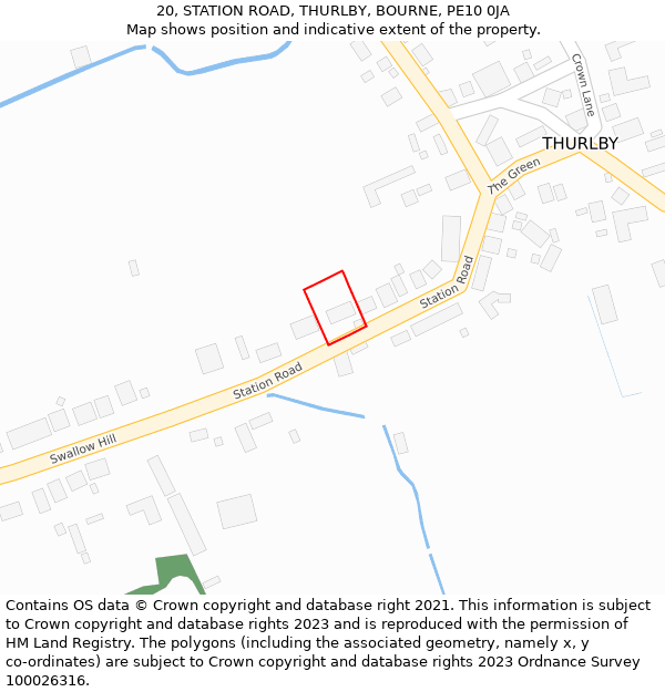 20, STATION ROAD, THURLBY, BOURNE, PE10 0JA: Location map and indicative extent of plot