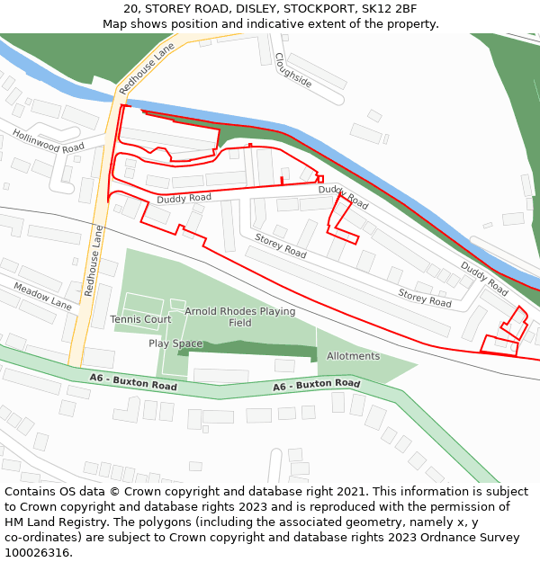 20, STOREY ROAD, DISLEY, STOCKPORT, SK12 2BF: Location map and indicative extent of plot