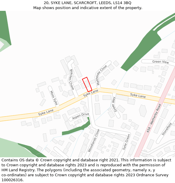 20, SYKE LANE, SCARCROFT, LEEDS, LS14 3BQ: Location map and indicative extent of plot