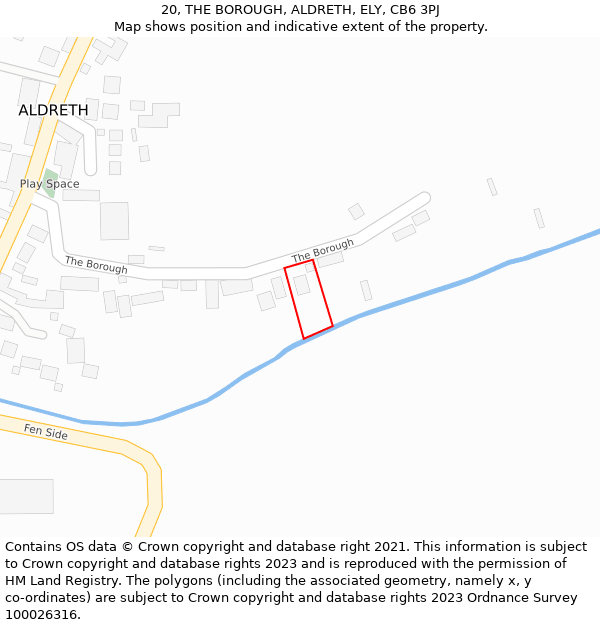 20, THE BOROUGH, ALDRETH, ELY, CB6 3PJ: Location map and indicative extent of plot