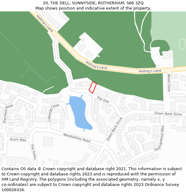 20, THE DELL, SUNNYSIDE, ROTHERHAM, S66 3ZQ: Location map and indicative extent of plot
