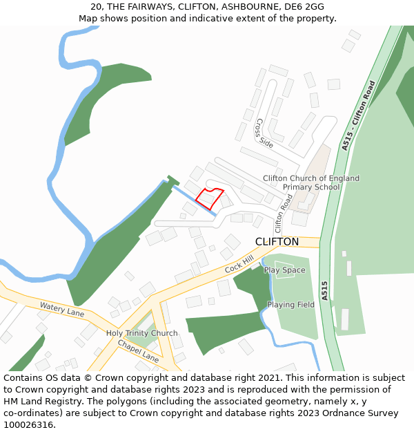 20, THE FAIRWAYS, CLIFTON, ASHBOURNE, DE6 2GG: Location map and indicative extent of plot