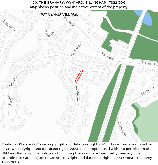 20, THE GRANARY, WYNYARD, BILLINGHAM, TS22 5QG: Location map and indicative extent of plot