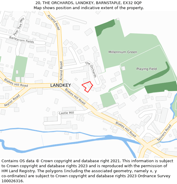 20, THE ORCHARDS, LANDKEY, BARNSTAPLE, EX32 0QP: Location map and indicative extent of plot