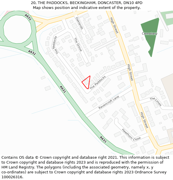 20, THE PADDOCKS, BECKINGHAM, DONCASTER, DN10 4PD: Location map and indicative extent of plot