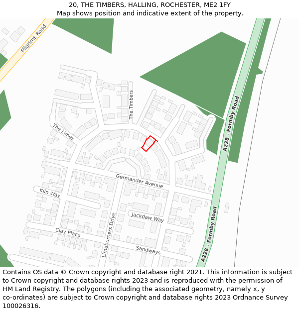 20, THE TIMBERS, HALLING, ROCHESTER, ME2 1FY: Location map and indicative extent of plot