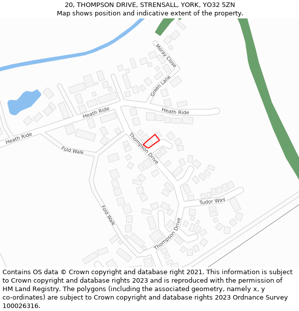 20, THOMPSON DRIVE, STRENSALL, YORK, YO32 5ZN: Location map and indicative extent of plot