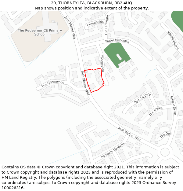 20, THORNEYLEA, BLACKBURN, BB2 4UQ: Location map and indicative extent of plot