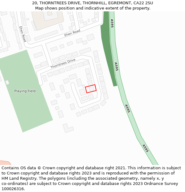 20, THORNTREES DRIVE, THORNHILL, EGREMONT, CA22 2SU: Location map and indicative extent of plot