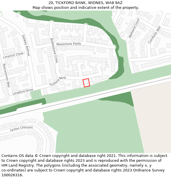 20, TICKFORD BANK, WIDNES, WA8 9AZ: Location map and indicative extent of plot