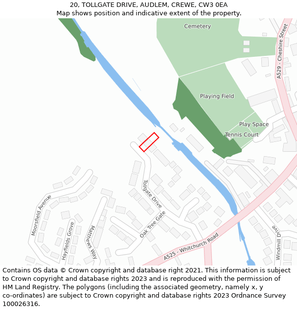 20, TOLLGATE DRIVE, AUDLEM, CREWE, CW3 0EA: Location map and indicative extent of plot
