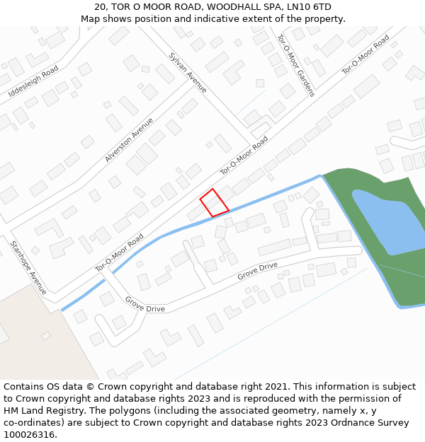 20, TOR O MOOR ROAD, WOODHALL SPA, LN10 6TD: Location map and indicative extent of plot