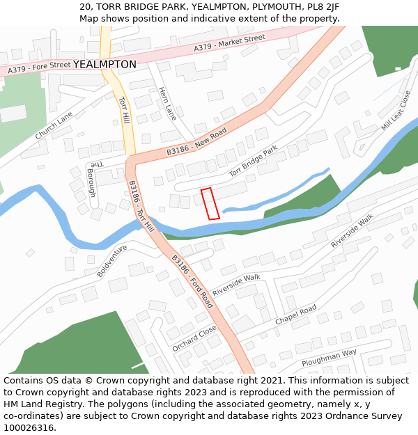 20, TORR BRIDGE PARK, YEALMPTON, PLYMOUTH, PL8 2JF: Location map and indicative extent of plot