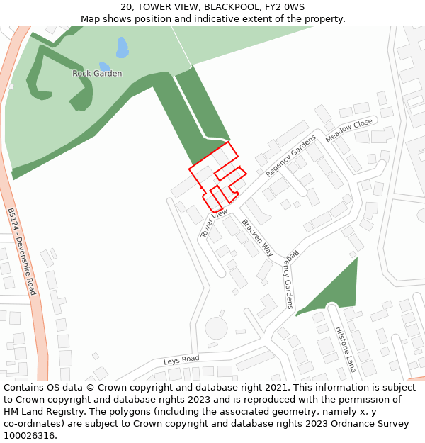 20, TOWER VIEW, BLACKPOOL, FY2 0WS: Location map and indicative extent of plot