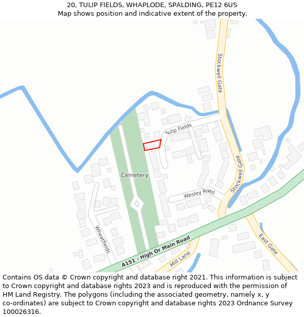 20, TULIP FIELDS, WHAPLODE, SPALDING, PE12 6US: Location map and indicative extent of plot