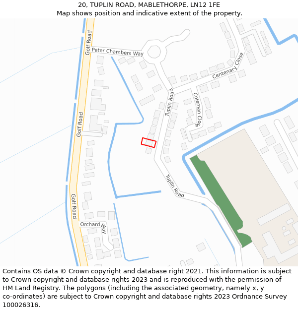 20, TUPLIN ROAD, MABLETHORPE, LN12 1FE: Location map and indicative extent of plot