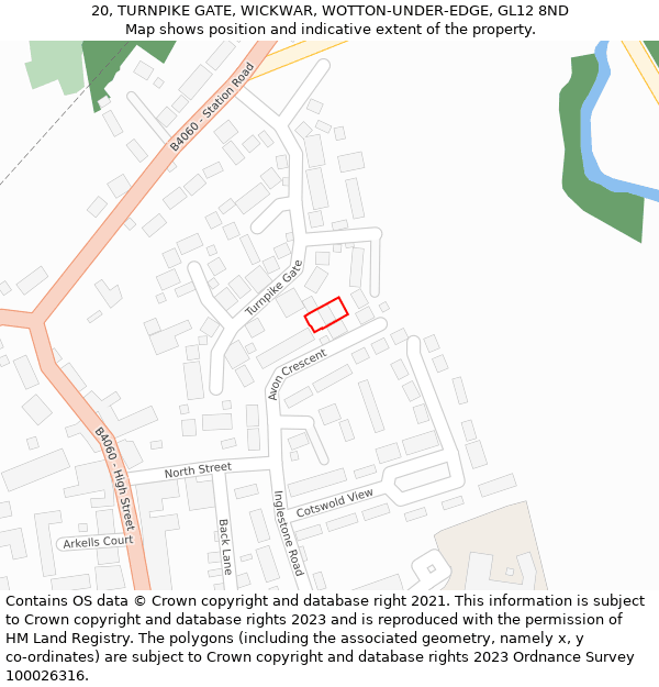 20, TURNPIKE GATE, WICKWAR, WOTTON-UNDER-EDGE, GL12 8ND: Location map and indicative extent of plot