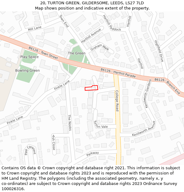 20, TURTON GREEN, GILDERSOME, LEEDS, LS27 7LD: Location map and indicative extent of plot