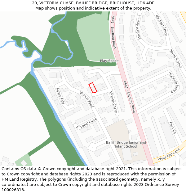 20, VICTORIA CHASE, BAILIFF BRIDGE, BRIGHOUSE, HD6 4DE: Location map and indicative extent of plot
