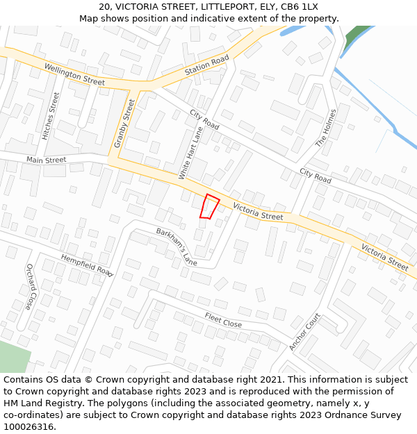 20, VICTORIA STREET, LITTLEPORT, ELY, CB6 1LX: Location map and indicative extent of plot