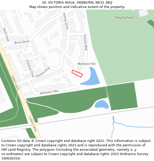 20, VICTORIA WALK, HEBBURN, NE31 2BQ: Location map and indicative extent of plot