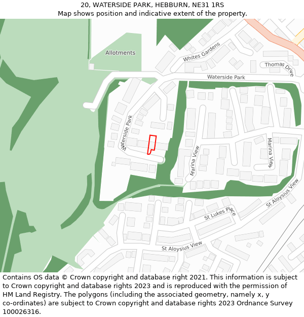 20, WATERSIDE PARK, HEBBURN, NE31 1RS: Location map and indicative extent of plot